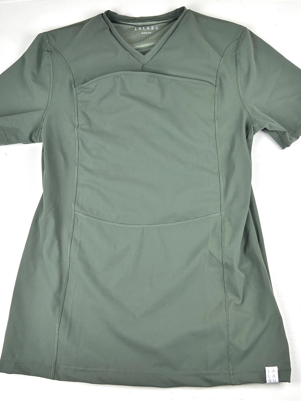 LALABU Dad Shirt Top Men's Medium Green Soothing Kangaroo Pocket